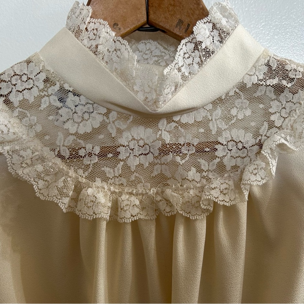 Vintage Ivory Lace Prairie Dress Precious Cargo by Marian Sue Romantic 70s Midi - Picture 3 of 6